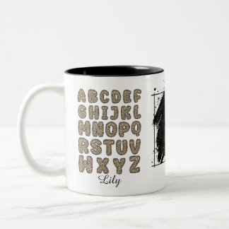 Caneca De Café Em Dois Tons Nome Personalizado Alfabeto Leopardo