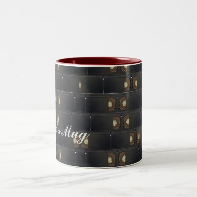 Caneca De Café Em Dois Tons Nome Personalizado Analógico (Centro)
