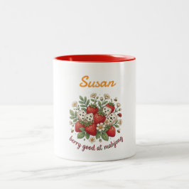 Caneca De Café Em Dois Tons Nome Personalizado Berry Good at Mahjong Retro 