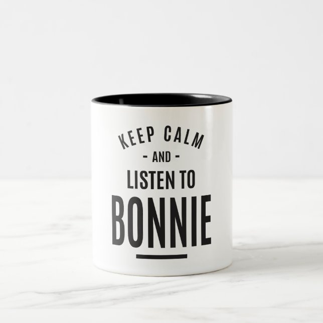 Caneca De Café Em Dois Tons Nome Personalizado Bonnie (Centro)