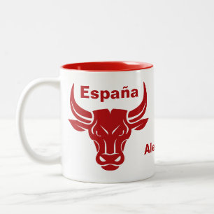 Caneca De Café Em Dois Tons Nome personalizado Bull estilizado e imagens de te