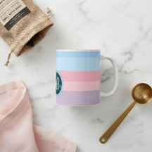 Nome Personalizado Chic Pastel Listras Rosa e Azul