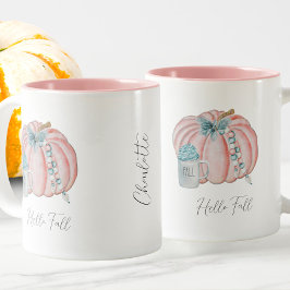 Caneca De Café Em Dois Tons Nome Personalizado Cor de Água Pumpkin Azul Cor-de