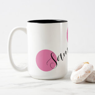 Caneca De Café Em Dois Tons Nome Personalizado Cor-de-Rosa