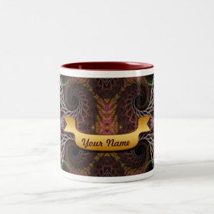 Caneca De Café Em Dois Tons Nome Personalizado da Borboleta Fractal
