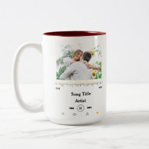 Caneca De Café Em Dois Tons Nome Personalizado Da Música E Foto De Amor Para O
