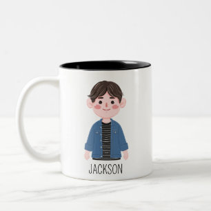 Caneca De Café Em Dois Tons Nome personalizado de bonitinho de desenho animado