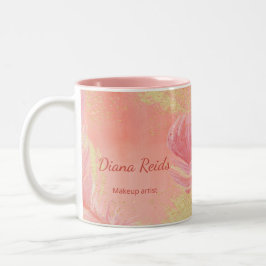 Caneca De Café Em Dois Tons Nome personalizado de brilho dourado rosa