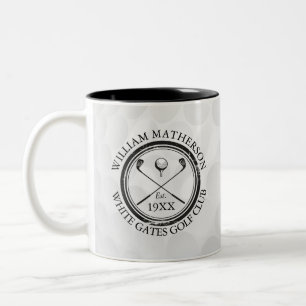 Caneca De Café Em Dois Tons Nome Personalizado de Clube de Golfe Clássico Pers