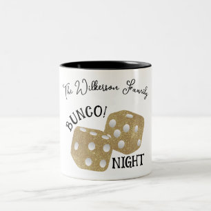 Caneca De Café Em Dois Tons Nome Personalizado de Noite de Bunco do Dice Doura