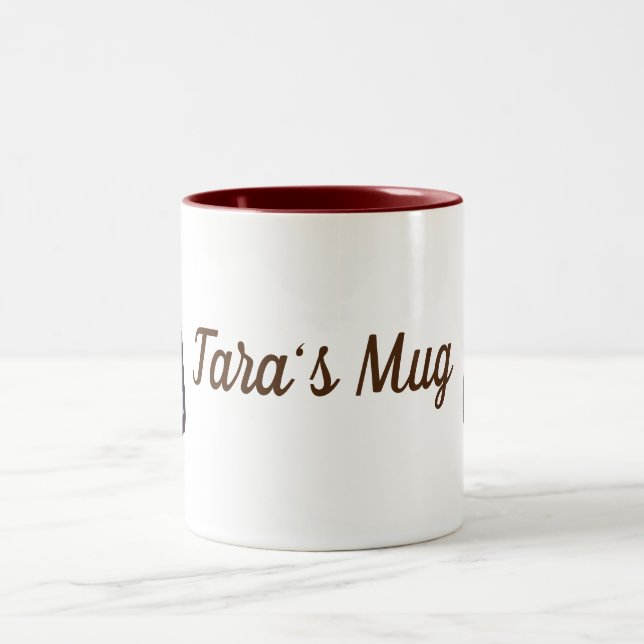 Caneca De Café Em Dois Tons Nome Personalizado de Olhos Marrons (Centro)