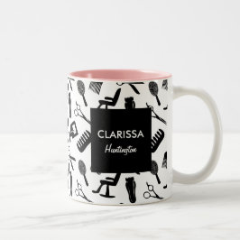 Caneca De Café Em Dois Tons Nome Personalizado de Padrão de Lista de Cabelos C