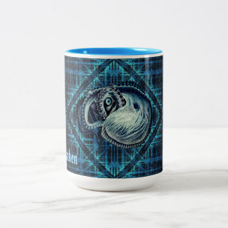 Caneca De Café Em Dois Tons Nome personalizado de polvo, lula, náutilo e argon