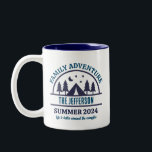 Caneca De Café Em Dois Tons Nome Personalizado de Trip de Campanha de Aventura<br><div class="desc">Mercadorias personalizadas para férias de família,  reagrupamento familiar ou viagem de família. Personalize o texto e o texto para ajustado da sua ocasião.</div>