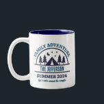 Caneca De Café Em Dois Tons Nome Personalizado de Trip de Campanha de Aventura<br><div class="desc">Mercadorias personalizadas para férias de família,  reagrupamento familiar ou viagem de família. Personalize o texto e o texto para ajustado da sua ocasião.</div>