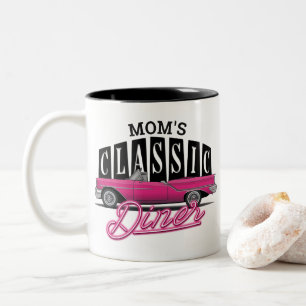 Caneca De Café Em Dois Tons Nome Personalizado Do Diner Da mãe Carro Clássico 