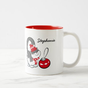 Caneca De Café Em Dois Tons Nome personalizado do Gatinho doce Mugs de present