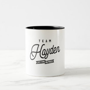 Caneca De Café Em Dois Tons Nome Personalizado do Membro da Equipe Hayden Life