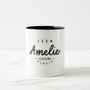 Caneca De Café Em Dois Tons Nome Personalizado do Membro do Time Amelie