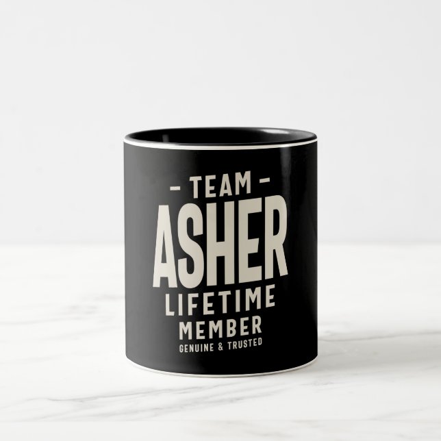 Caneca De Café Em Dois Tons Nome Personalizado do Membro do Time Asher (Centro)