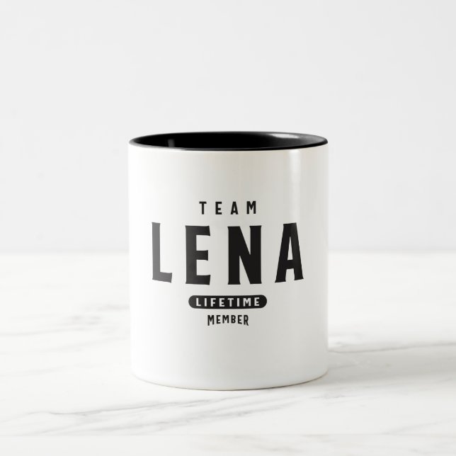 Caneca De Café Em Dois Tons Nome Personalizado do Membro do Time Lena (Centro)