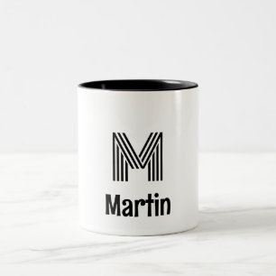 Caneca De Café Em Dois Tons Nome personalizado do Monograma