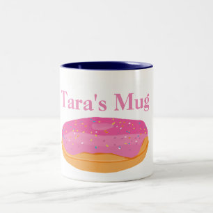 Caneca De Café Em Dois Tons Nome Personalizado do Rosquinha Strawberry