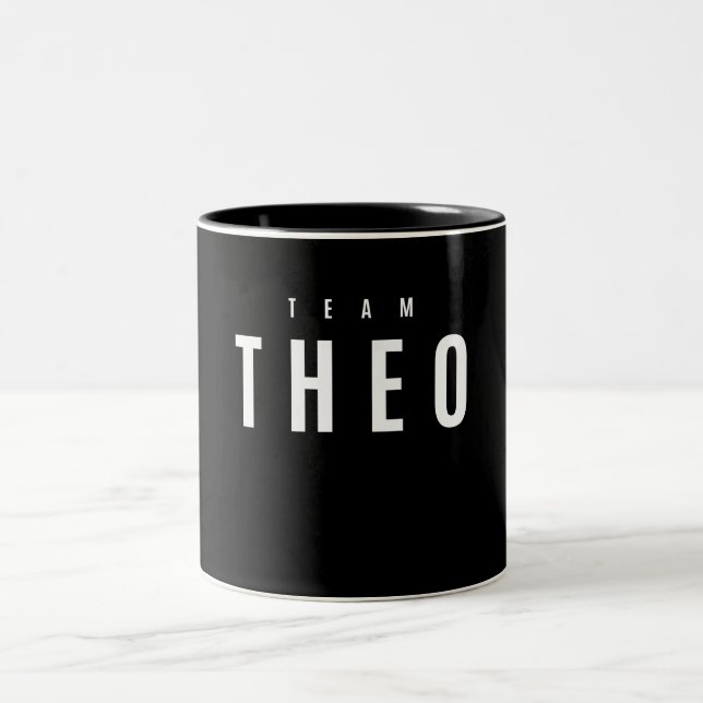 Caneca De Café Em Dois Tons Nome Personalizado do Team Theo (Centro)