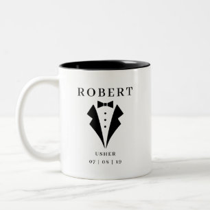 Caneca De Café Em Dois Tons Nome Personalizado do USHER Tuxedo