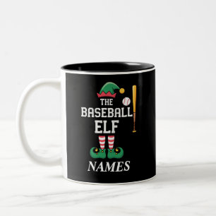 Caneca De Café Em Dois Tons Nome Personalizado Elfo de Beisebol Família Corres