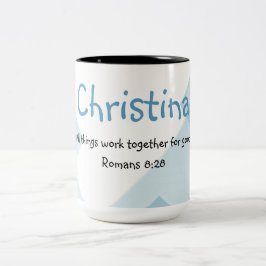 Caneca De Café Em Dois Tons Nome personalizado encorajando cotação de Bíblia I