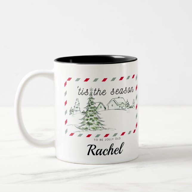 Caneca De Café Em Dois Tons Nome Personalizado Engraçado Café de Natal (Esquerda)