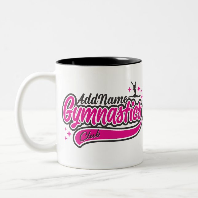 Caneca De Café Em Dois Tons Nome Personalizado Ginástica Salto Dividido Ginást (Esquerda)