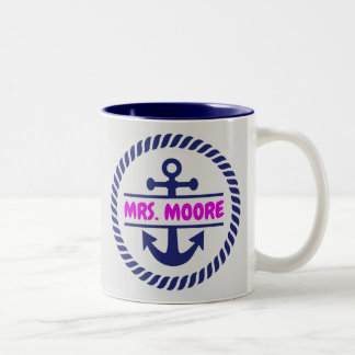 Caneca De Café Em Dois Tons Nome personalizado iate marítimo náutico