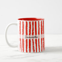 Nome Personalizado Listrado Vermelho Chique