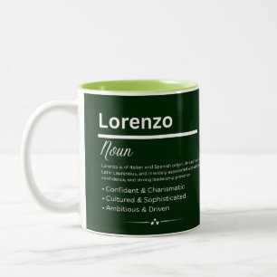Caneca De Café Em Dois Tons Nome Personalizado Lorenzo
