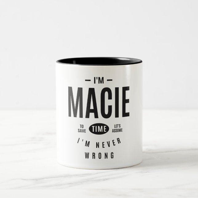 Caneca De Café Em Dois Tons Nome Personalizado Macie (Centro)