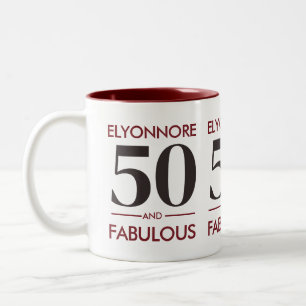 Caneca De Café Em Dois Tons Nome Personalizado Moderno 50 Anos e Fabuloso Vinh