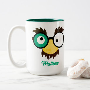 Caneca De Café Em Dois Tons Nome Personalizado Moderno Rosto Engraçado Cor do