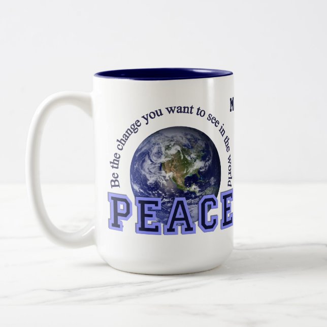 Caneca De Café Em Dois Tons Nome personalizado Mudanças de paz (Esquerda)