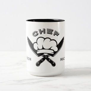 Caneca De Café Em Dois Tons Nome personalizado Mugs do logotipo do Chef