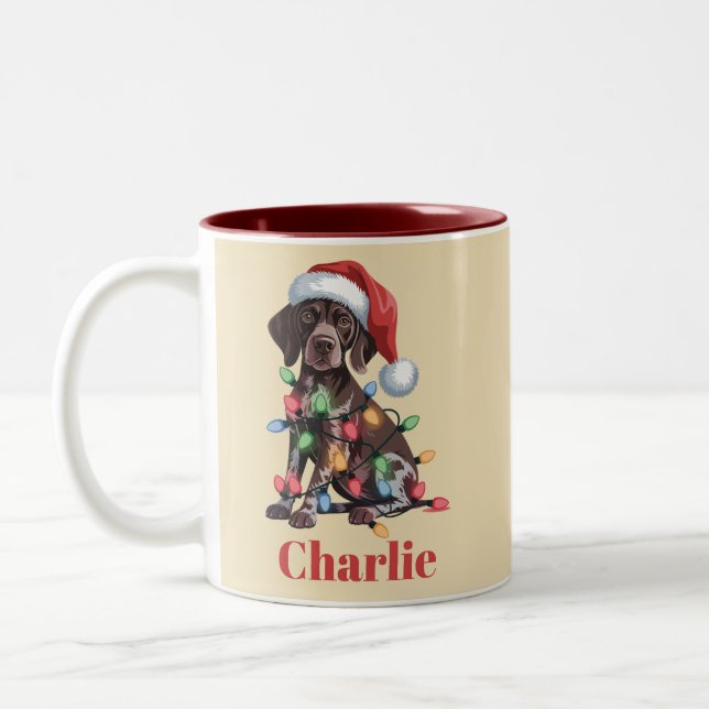 Caneca De Café Em Dois Tons Nome Personalizado Pointer de Cabelo Curto Alemão  (Esquerda)