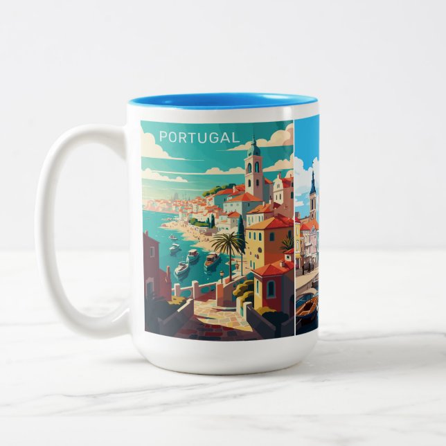 Caneca De Café Em Dois Tons Nome Personalizado Portugal (Esquerda)