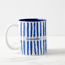 Nome Personalizado Preppy Azul Listrado