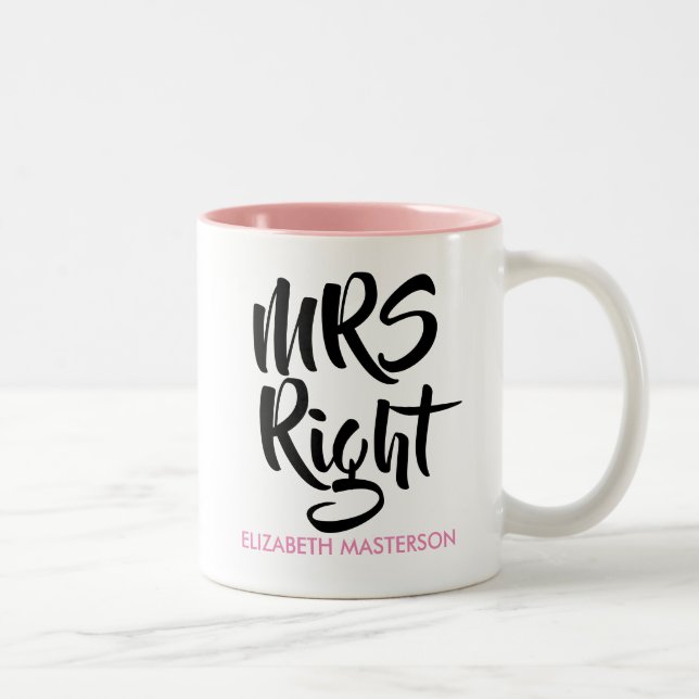 Caneca De Café Em Dois Tons Nome Personalizado Sra. Certa Diversão (Direita)