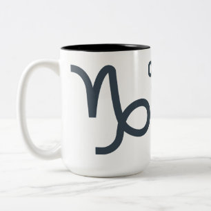 Caneca De Café Em Dois Tons Nome Personalizado / Texto - Símbolo Zodiac Capric