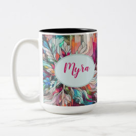 Caneca De Café Em Dois Tons Nome Personalizado Vidro Pintado Abstrato