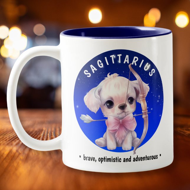 Caneca De Café Em Dois Tons Nome personalizado Zodiac Sagittarius Cute Waterco (Criador carregado)
