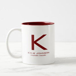 Caneca De Café Em Dois Tons Nome Simples Elegante Monograma