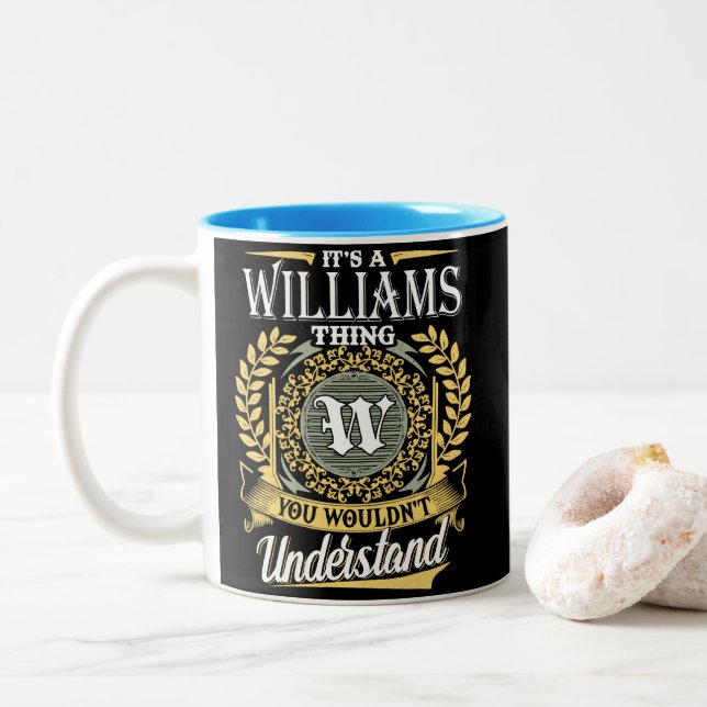 Caneca De Café Em Dois Tons Nome Williams (Com Donut)